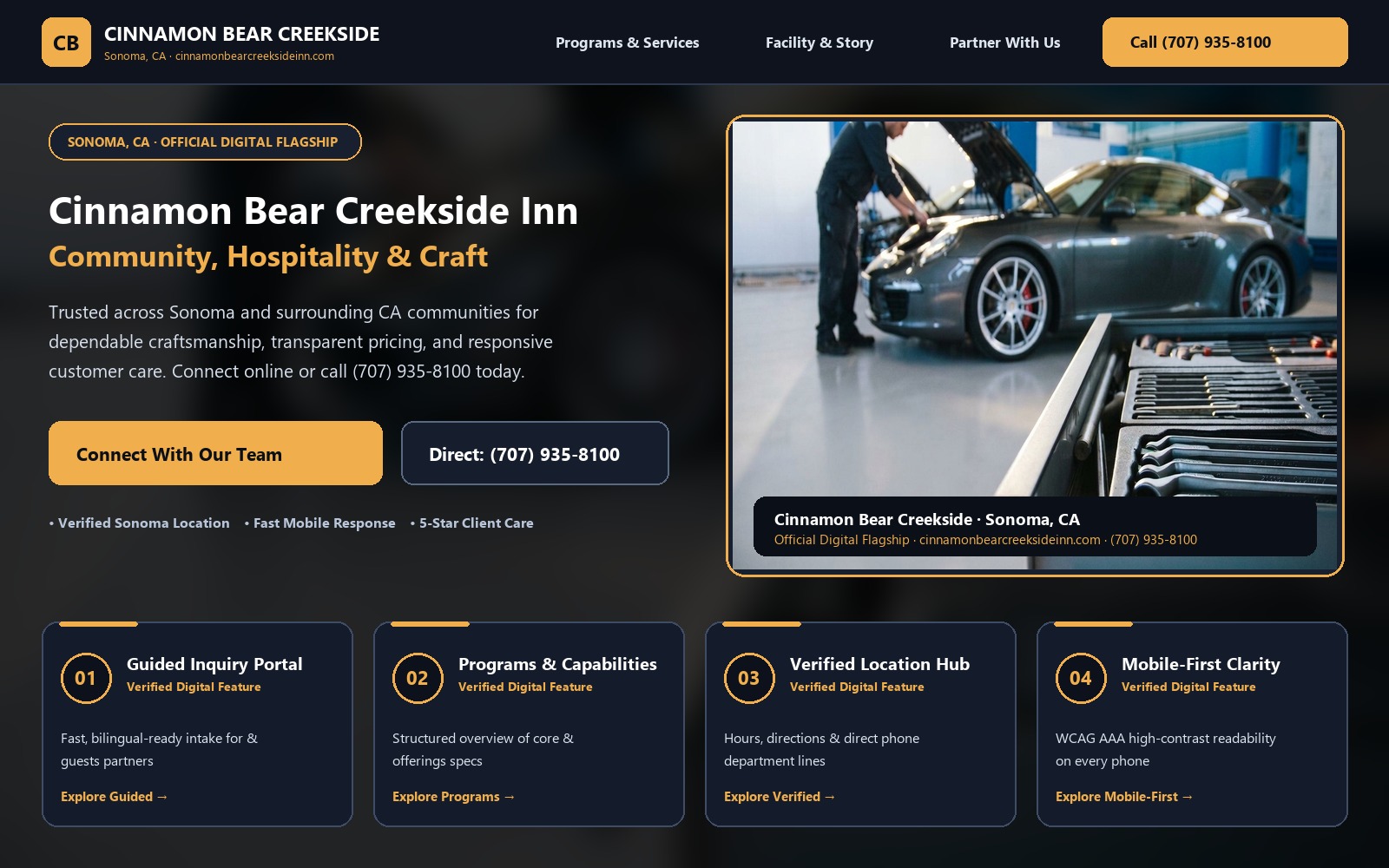 Proposed Cinnamon Bear Creekside Inn homepage preview